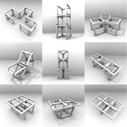 図10. 9つの正方形による立体的な構成 図10. 9つの正方形による立体的な構成