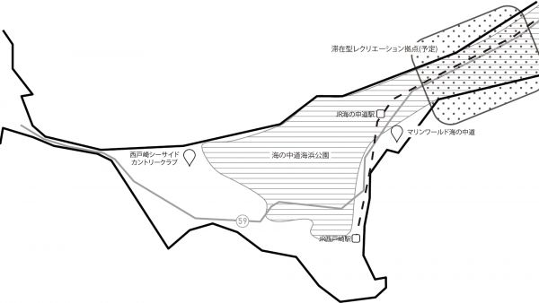 図1.海の中道から志賀島入口の簡易地図